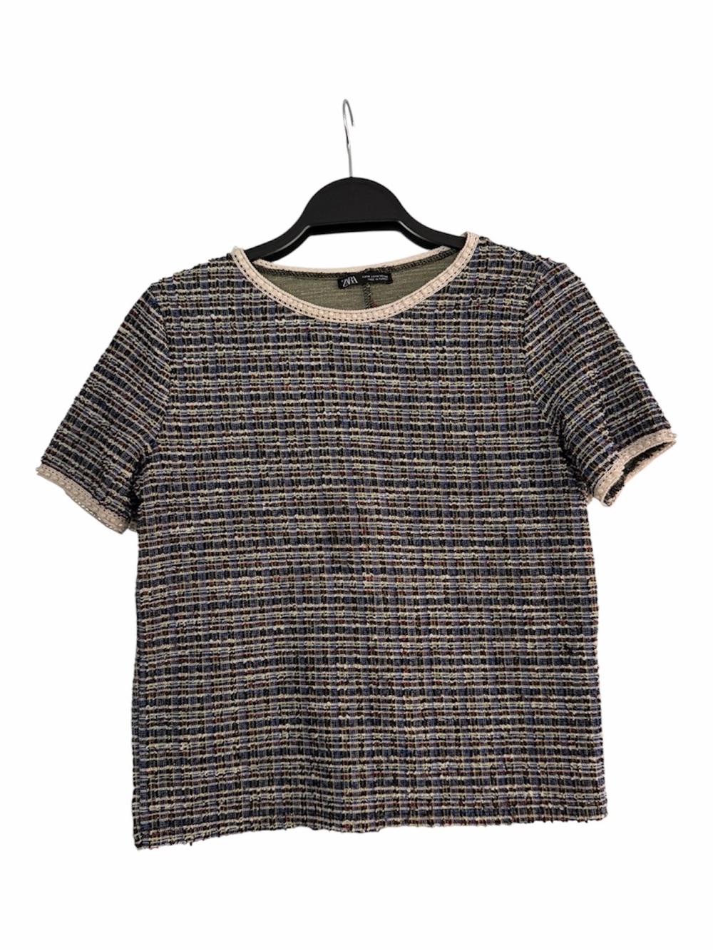 Zara Tweed Short-Sleeve Top
